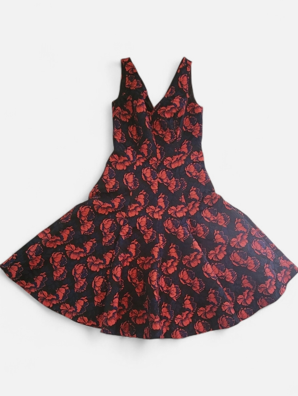 Long Tall Sally Brocade Tapestry Floral Sleeveless Midi Swing‎ Dress Size 6